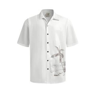 Hardaddy Men's Hawaiian Coconut Print Short Sleeve Button Down Shirt Size XL